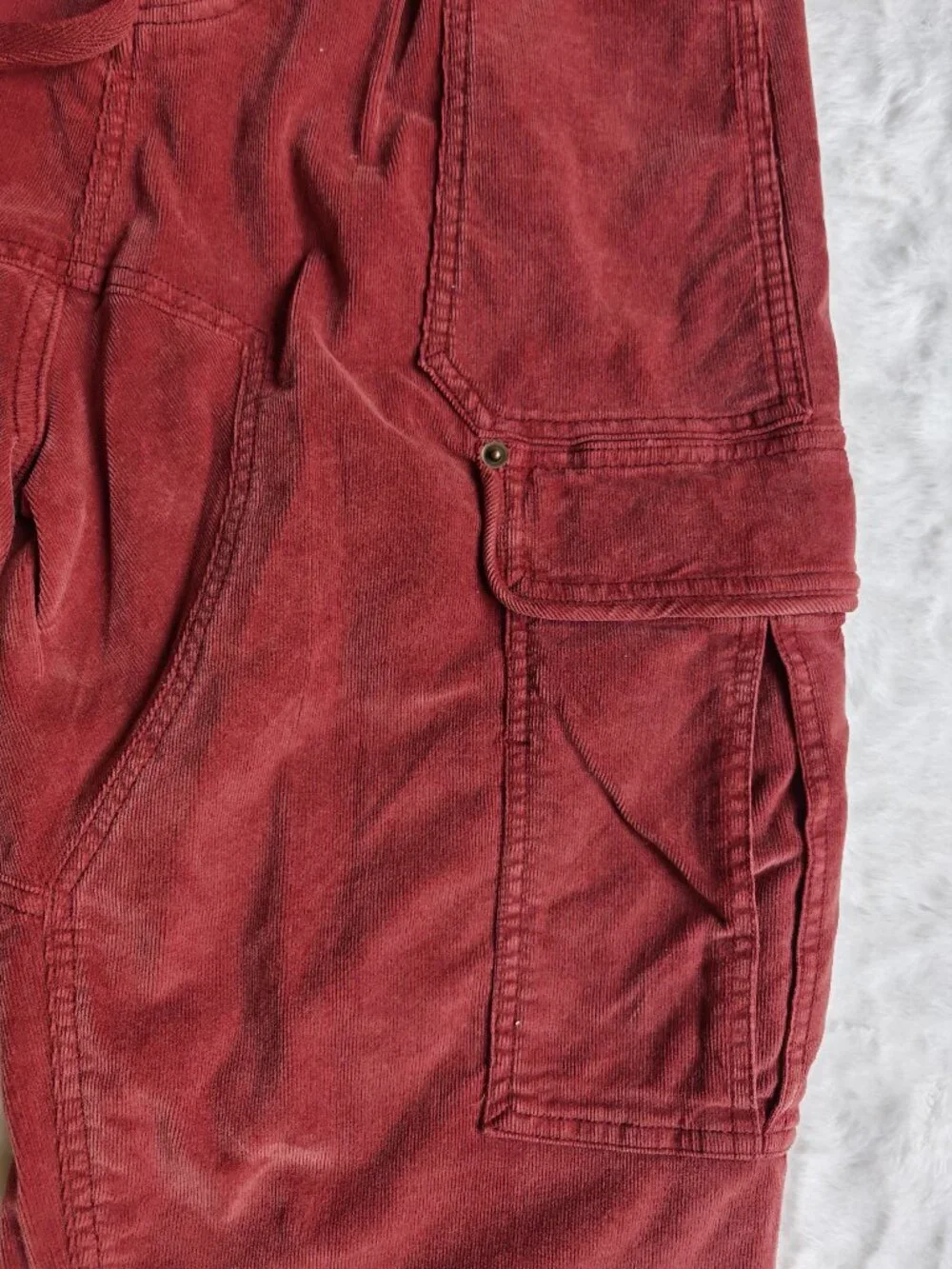 Free People Bay To Breakers Corduroy Cargo Pants XS Russet Red Utility Drawstrin